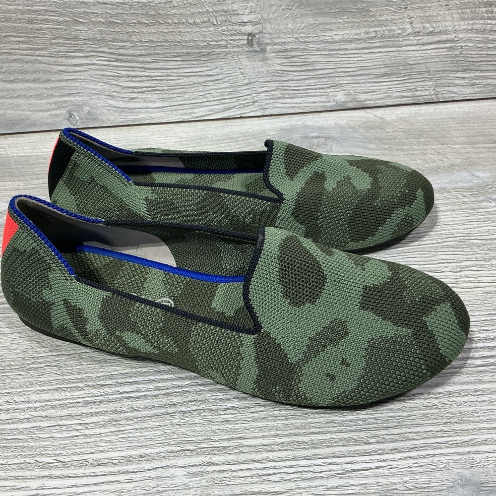 Rothy's Kids Loafers Green Camo Knit Slip On Shoes Size K3 Girls Youth 004-102